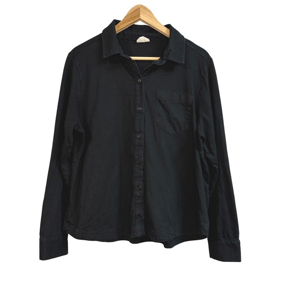 Pact Tops - Pact Black Long Sleeve Button Up Shirt 100% Organic Cotton Women's Size‎ L